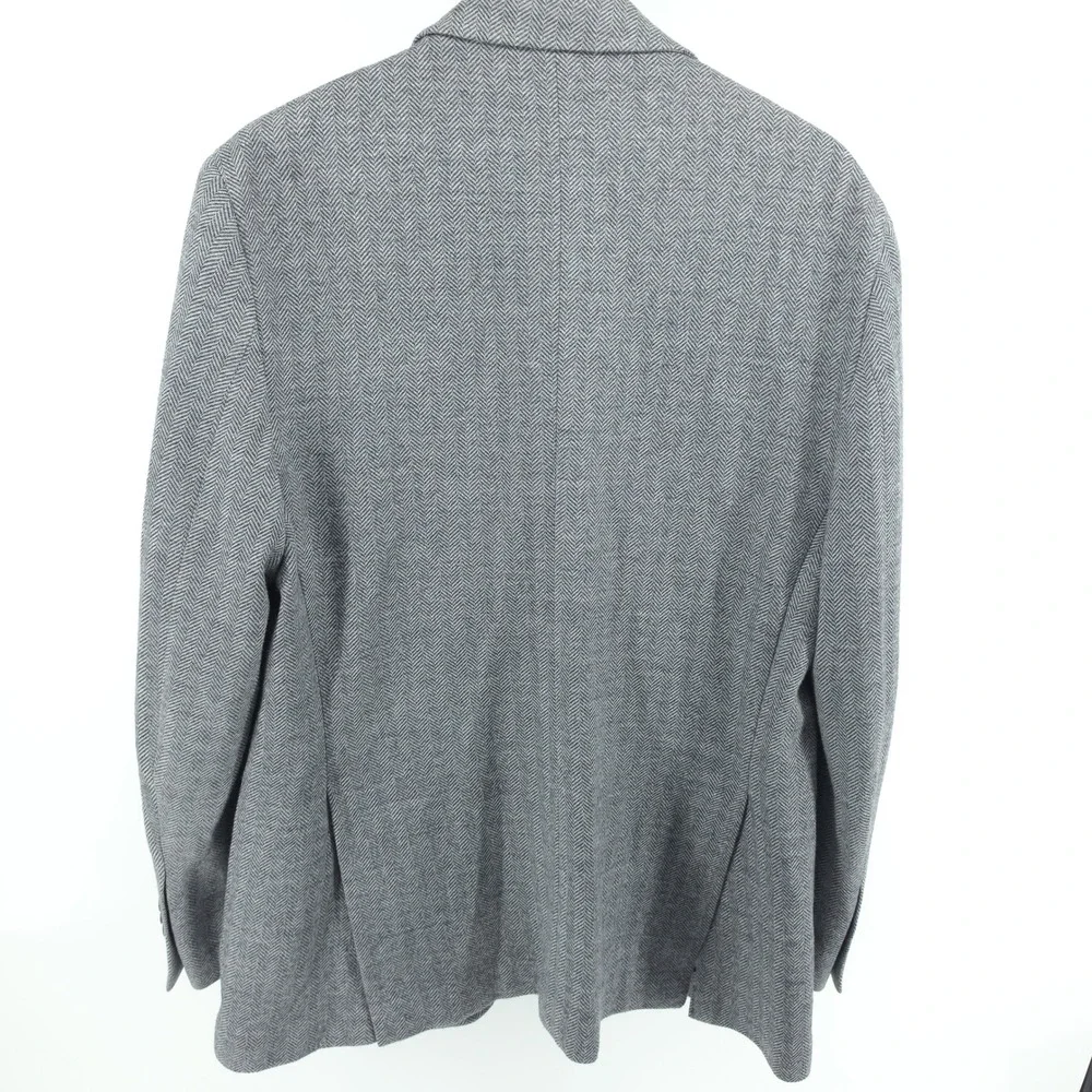 Brooks Brothers Mens Blazer Wool Cotton Herringbone Grey 46R Regent Fit Emmetex